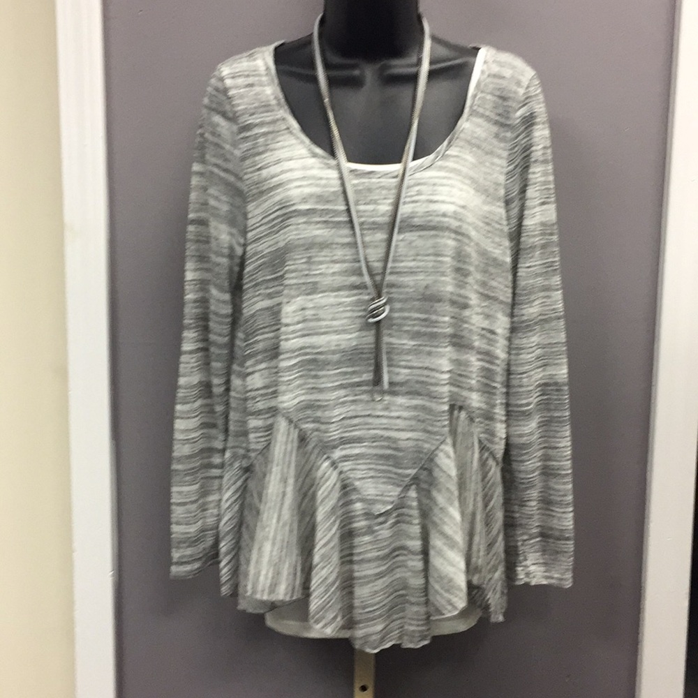 Sheer gray long sleeved top